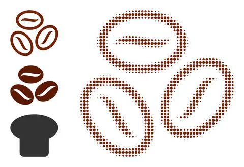 Halftone Dotted Vector Coffee Beans Icon イラスト素材