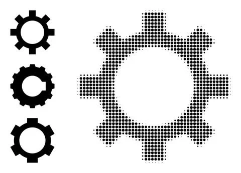 Halftone Dotted Vector Cog Icon Ilustración de archivo