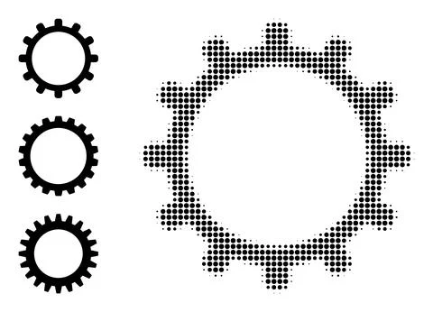 Halftone Dotted Vector Cog Icon Ilustración de archivo