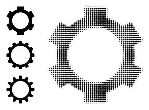 Halftone Dotted Vector Cog Icon Stock Illustration