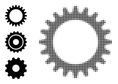 Halftone Dotted Vector Cogwheel Icon Illustrazione stock