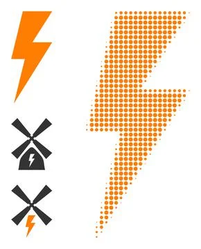 Halftone Dotted Vector Electric Spark Icon イラスト素材