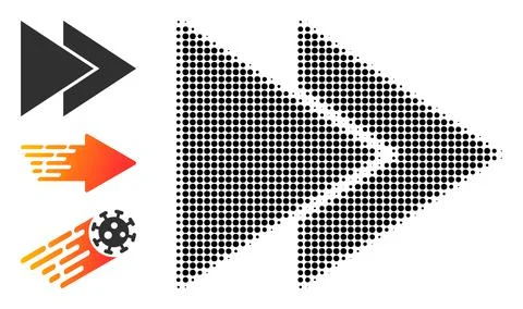 Halftone Dotted Vector Fast Forward Icon Illustrazione stock