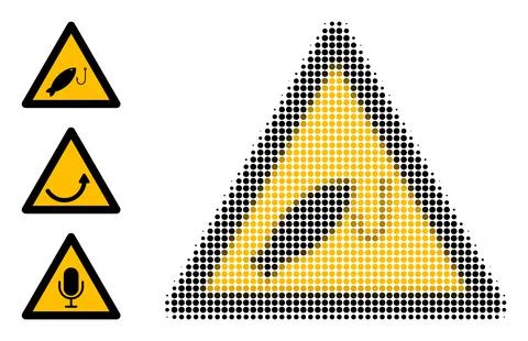 Halftone Dotted Vector Fishing Warning Icon Stock Illustration