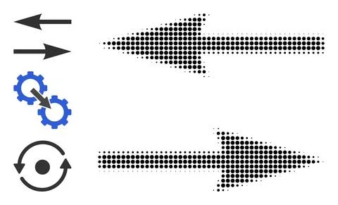 Halftone Dotted Vector Flip Arrows Icon Stock Illustration
