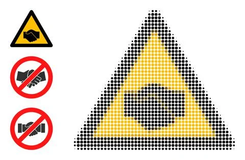 Halftone Dotted Vector Handshake Warning Icon Stockillustratie