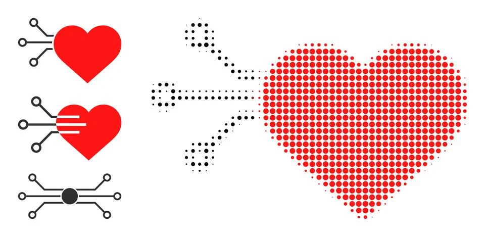 Halftone Dotted Vector Heart Sensor Icon Ilustración de archivo