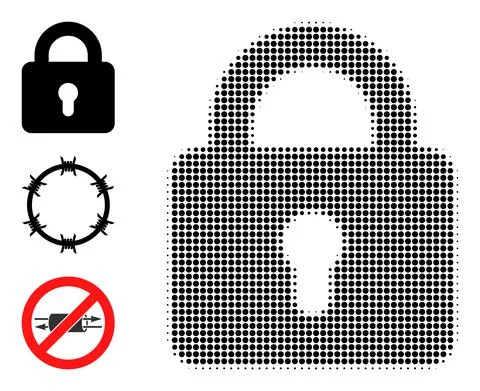 Halftone Dotted Vector Lock Icon Stockillustratie