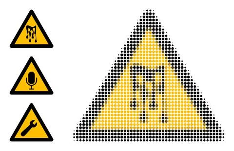 Halftone Dotted Vector Melting Sticky Warning Icon Stockillustratie