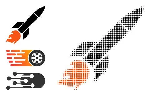 Halftone Dotted Vector Missile Icon Stock Illustration