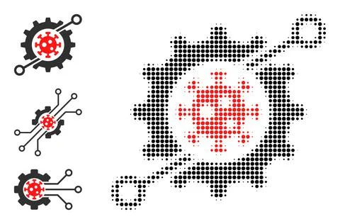 Halftone Dotted Vector Nanobot Icon Stock Illustration