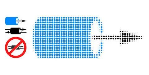 Halftone Dotted Vector Pipe Flow Direction Icon Stock Illustration
