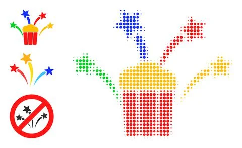 Halftone Dotted Vector Popcorn Fireworks Icon Stock Illustration