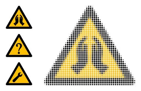 Halftone Dotted Vector Pray Warning Icon Stock Illustration
