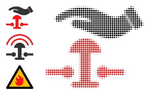 Halftone Dotted Vector Press Alarm Button Icon Stock Illustration