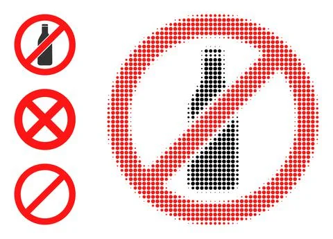 Halftone Dotted Vector Stop Beer Bottle Icon Illustrazione stock