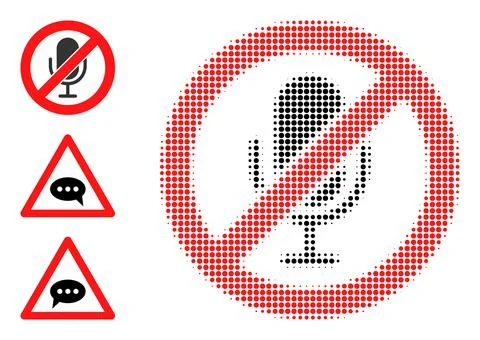 Halftone Dotted Vector Stop Microphone Icon Stock Illustration