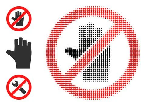 Halftone Dotted Vector Stop Voting Hand Icon Stock Illustration