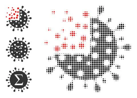 Halftone Dotted Vector Synthesis Coronavirus Icon Stock-Illustration