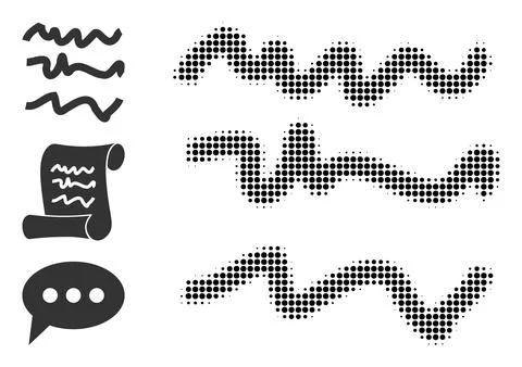 Halftone Dotted Vector Text Scribbles Icon Illustrazione stock