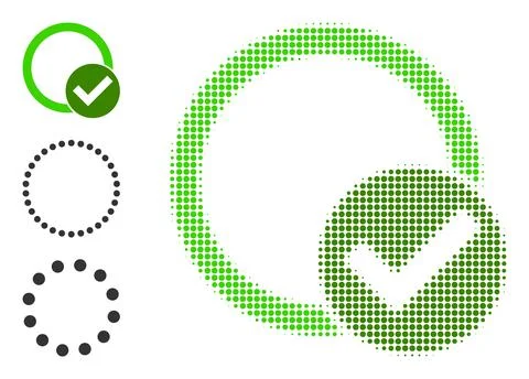 Halftone Dotted Vector Validation Circle Icon Stock Illustration