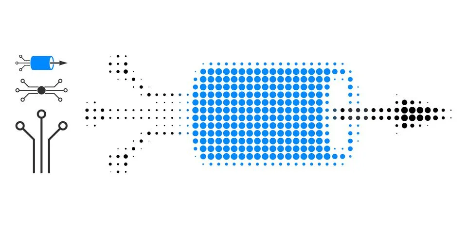 Halftone Dotted Vector VPN Integration Icon Stock Illustration