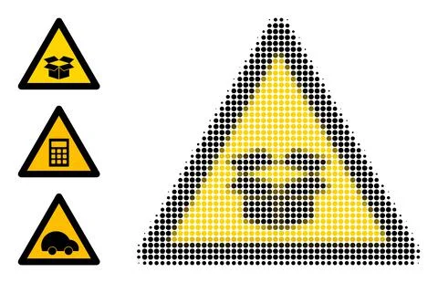 Halftone Dotted Vector Warning Carton Box Icon Stock Illustration