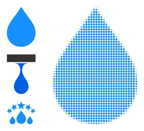 Halftone Dotted Vector Water Drop Icon Stock Illustration