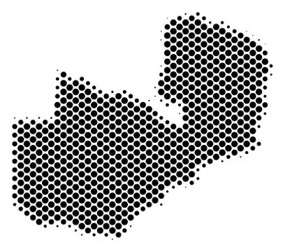 Halftone Dotted Zambia Map イラスト素材
