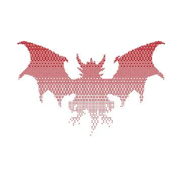 Halftone Dragon Silhouette Vector  Flying Dragon Dot Pattern Illustration art Stock Illustration