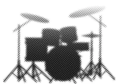 Halftone Drum Kit Stock Illustration