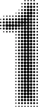 Halftone effect numbers. Dotted font  numbers 1 one Stock Illustration