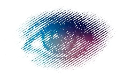 Halftone effect realistic human eye. Dotted vector illustration Stock Illustration