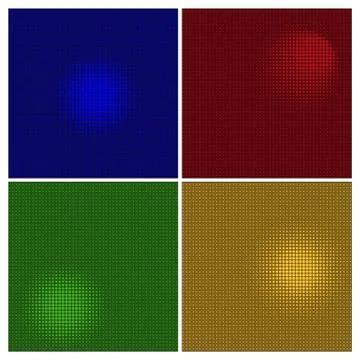 Halftone effect set. Vector abstract different color dotted backgrounds. Stock Illustration