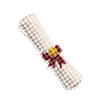 Halftone effect sticker of student paper diploma with red bow. Education Stock Illustration