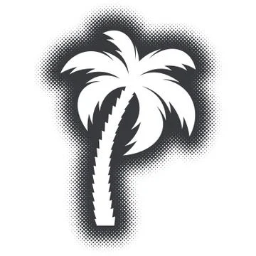 Halftone effect vector palm tree icon イラスト素材