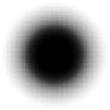 Halftone element, circular halftone pattern. Specks, halftone circle gradient Illustrazione stock
