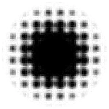 Halftone element, circular halftone pattern. Specks, halftone circle gradient Stock-Illustration