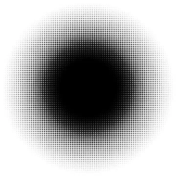 Halftone element, circular halftone pattern. Specks, halftone circle gradient Stock Illustration
