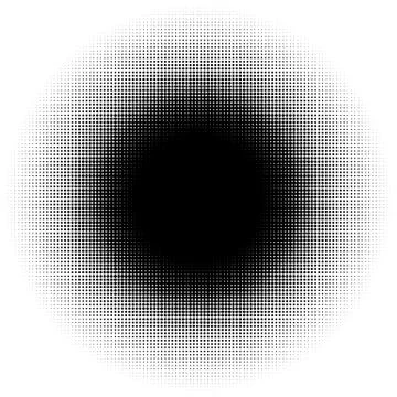 Halftone element, circular halftone pattern. Specks, halftone circle gradient Illustrazione stock