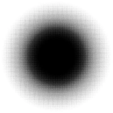 Halftone element, circular halftone pattern. Specks, halftone circle gradient Illustrazione stock