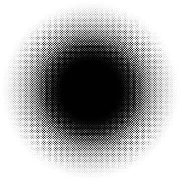 Halftone element, circular halftone pattern. Specks, halftone circle gradient Illustrazione stock