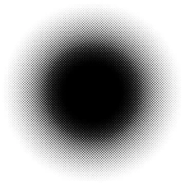 Halftone element, circular halftone pattern. Specks, halftone circle gradient Stock-Illustration