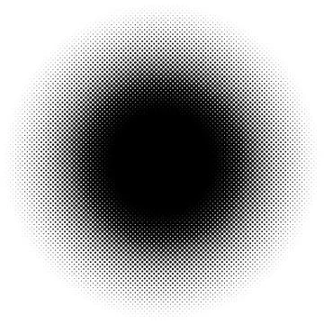 Halftone element, circular halftone pattern. Specks, halftone circle gradient Illustrazione stock