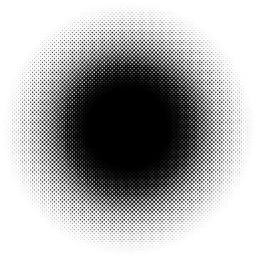 Halftone element, circular halftone pattern. Specks, halftone circle gradient Illustrazione stock