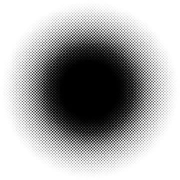 Halftone element, circular halftone pattern. Specks, halftone circle gradient Stock-Illustration