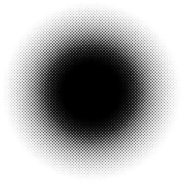 Halftone element, circular halftone pattern. Specks, halftone circle gradient Illustrazione stock