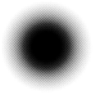 Halftone element, circular halftone pattern. Specks, halftone circle gradient Illustrazione stock