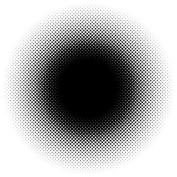 Halftone element, circular halftone pattern. Specks, halftone circle gradient Illustrazione stock