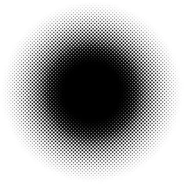 Halftone element, circular halftone pattern. Specks, halftone circle gradient Stock-Illustration